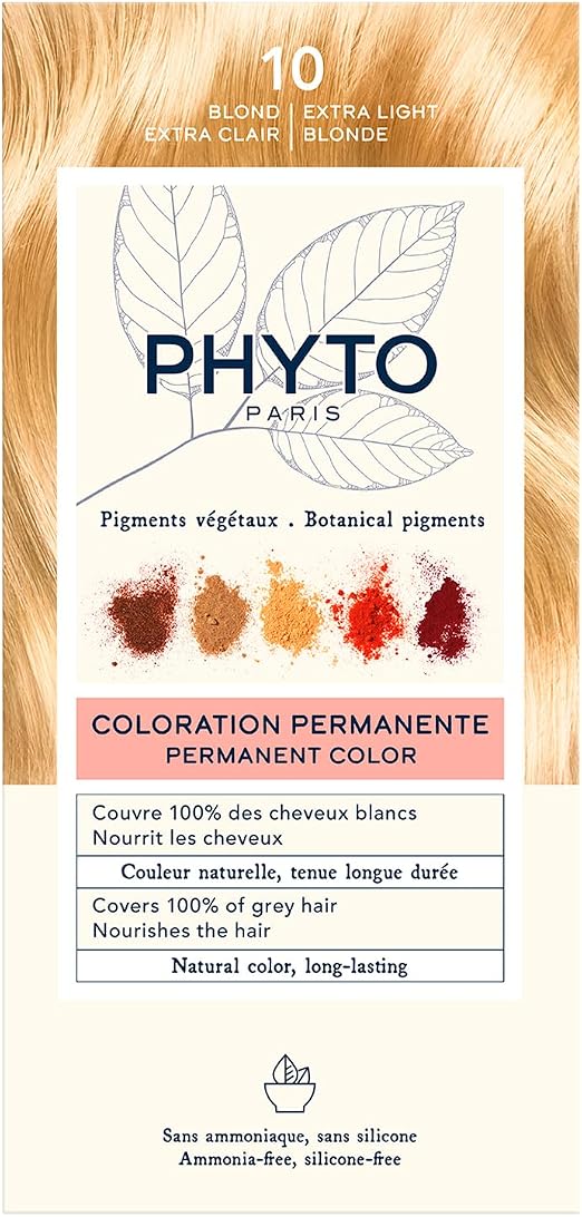 Phyto Paris - Coloration Cheveux Permanente 10 Blond Extra Clair - Couleur Blond Très Clair Lumineux et Intense - Sans Ammoniaque Enrichie en Pigments Végétaux - Kit Complet à Usage Unique - Image 1