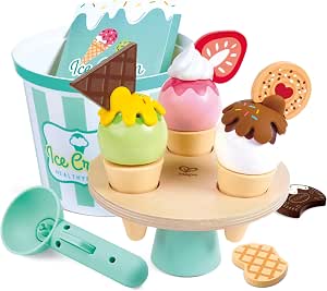 Hape Ice Cream Kit with Stand | Make Your Own Ice Cream | Wooden Game for Kids - Image 1