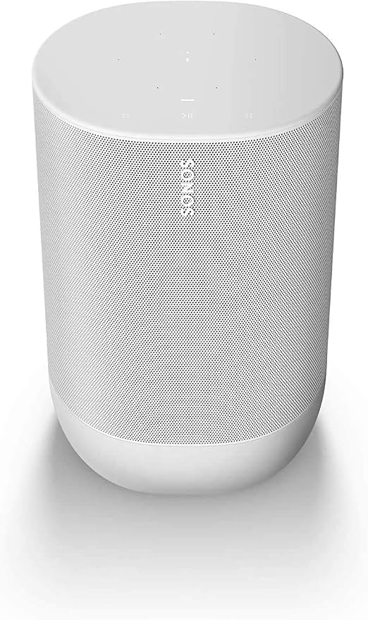 Sonos Move - Wireless Speaker - Multiroom WiFi and Bluetooth - Air Play 2 - Clear and Powerful Sound - Built-in Google Assistant and Amazon Alexa - Touch Interface - White - Image 1