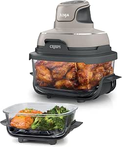 Ninja CRISPi Portable Oil-Free Fryer, 3.8L, 4-in-1: Oil-free Frying, Roasting, Keep Warm, Stirring, Compact Design, 2 Containers with Lids, 1700W, Stone FN101EUST - Image 1