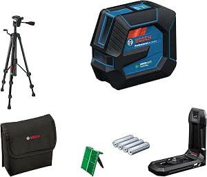 Bosch Professional Laser Lines GLL 20-22 G (LB 10 mounting bracket, green laser, for indoor use, dual power supply, 2 x 1.5V LR6 batteries, protective case, BT 150 tripod) - Image 1