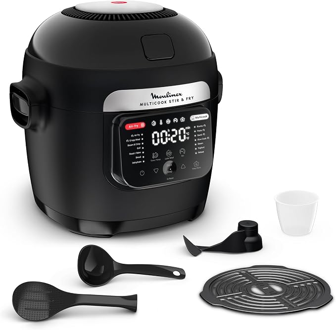 Moulinex Multicook Stir&Fry, Multicooker and air fryer, Automatic mixing blade, 14 programs, 2-level cooking, MZ7408F0 - Image 1