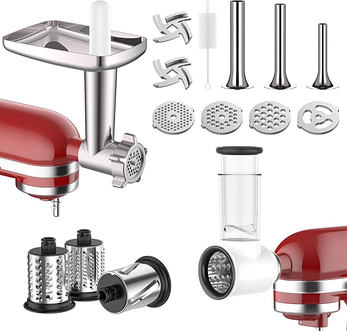 COFUN Meat Mincer and Vegetable Cutter Accessories for KitchenAid Pastry Processor, Includes Kitchen Aid Meat Grinder Accessory and Vegetable Cutter Set - Image 1