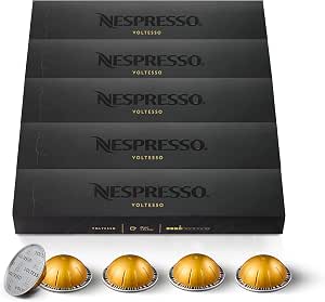 Nespresso Vertuo – Bundle of 50 Voltesso Coffee Capsules – Intensity 4 – For Espresso 40 ml – (5 Packs of 10) - Image 1