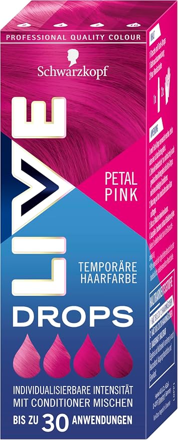 Schwarzkopf Live Color Drops Petal Pink (30ml), Dosable Color Drops for a Custom Look, Dye Mix with Conditioner, Temporary Hair Dye Lasts Up to 12 Washes - Image 1