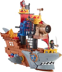Fisher-Price Imaginext Pirate Shark Boat Toy Set for Toddlers with Figures and Accessories for Role Play for Children Aged 3 and Up, Mattel HGN68 - Image 1