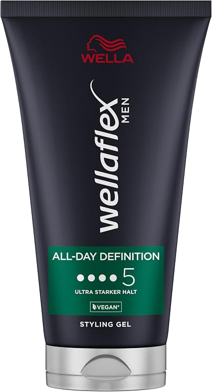 Wellaflex Men All-Day Definition Ultra Strong Hold Styling Gel | Vegan Hair Gel | Dermatologically Tested & Silicone Free | 150ml - Image 1