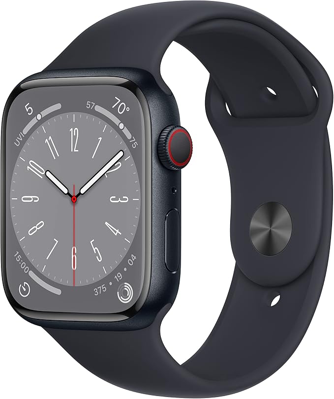 Apple Watch Series 8 (GPS + Cellular, 45mm) - Midnight Aluminium Case with Midnight Sport Strap (Refurbished) - Image 1