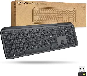 Logitech MX Keys for Business - Wireless Backlit Keyboard, Perfect Stroke Silent Keys, Logi Bolt Technology, Bluetooth, Rechargeable, Windows/Mac/Chrome/Linux, French AZERTY - Grey - Image 1