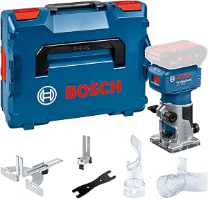 Bosch Professional 18V System Portable Router GLF 18V-8 (stop longitud., adapt.suction surfacing, adapt. suction milling, guide roller, clamp 8 mm, wrench, L-BOXX, without battery/charger) - Image 1