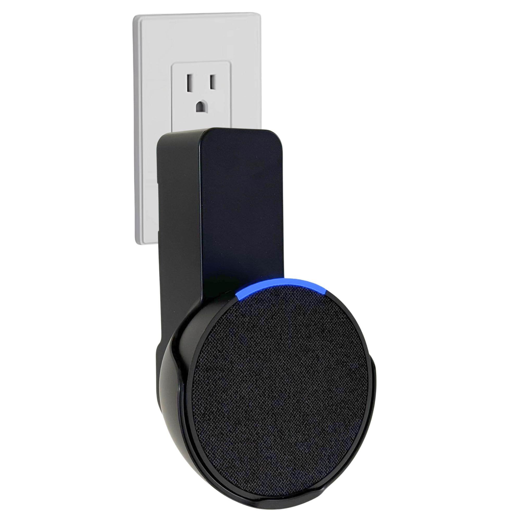 Sintron Wall Mount for Echo Pop and Google Nest, Smart Socket Holder with Built-in Cable Management, Space Saving No Bulky Cables, for Living Room, Bedroom, Kitchen (Black) - Image 1