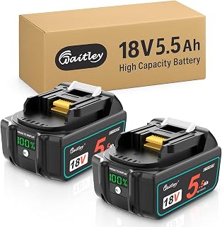 2X Waitley Batterie de Rechange Li-ION 5500 mAh 18 V pour Makita BL1850, BL1860B, BL1850, BL1840, BL1830, BL1820B, BL1815 - Compatible avec Les Outils électriques Makita - Image 1