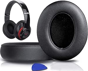 SoloWIT® Ear Pads, Replacement Earpads for Beats Studio 3 and Studio 2 Over-Ear Headphones, Protein Leather Covered Earmuffs, Memory Foam Noise Supression - Image 1