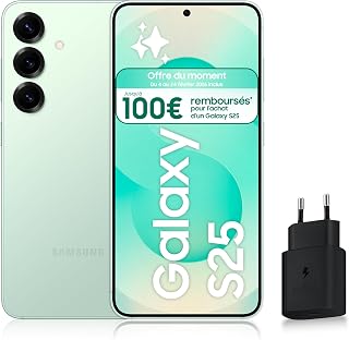 Samsung Galaxy S25, Smartphone Android 5G avec Galaxy AI, 128 Go, Chargeur secteur rapide 25W inclus, Smartphone déverrouillé, Vert d’eau, Version FR - Image 1