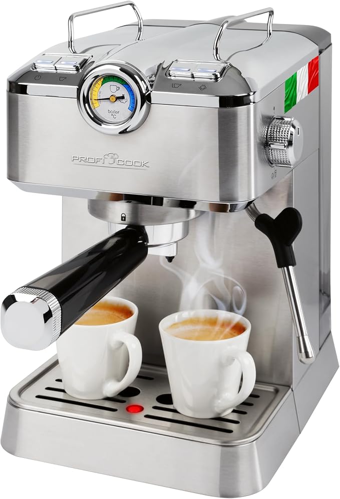 ProfiCook Espresso Machine | Automatic Espresso Machine with Filter Holder | Italian Espresso Pump | 20 Bar | Coffee Powder & Nespresso Compatible Capsules | Coffee Machine | PC ES 1267 - Image 1