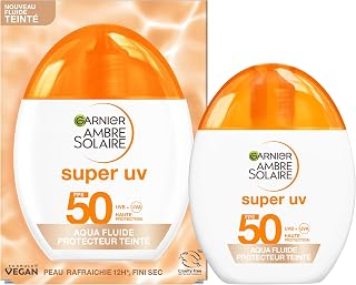 GARNIER - Ambre Solaire Acide Hyaluronique - Aqua Fluide Teinté SPF50 - Fluide Solaire Teintée - Unifie, Protège, Lisse & Hydrate - Légère & Non Grasse - Tous Types de Peaux - 40 ml - Image 1
