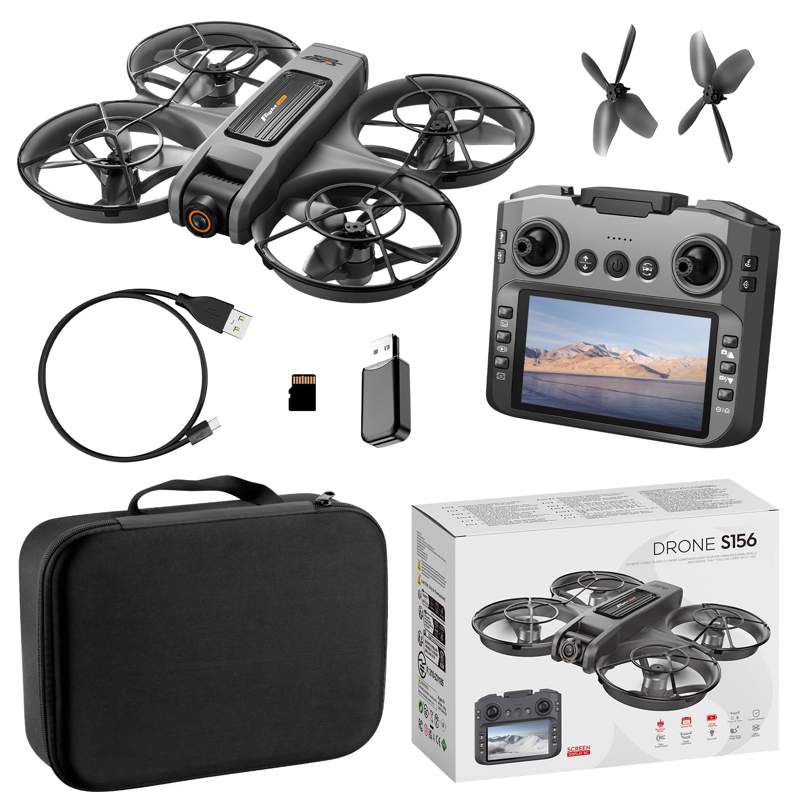 S156 Drone with 720P HD Camera for Children and Beginners, Dual Camera, Automatic Takeoff/Landing, Obstacle Avoidance, Hovering Optic, 360° Flip,Ideal Gift Toy (Black) - Image 1
