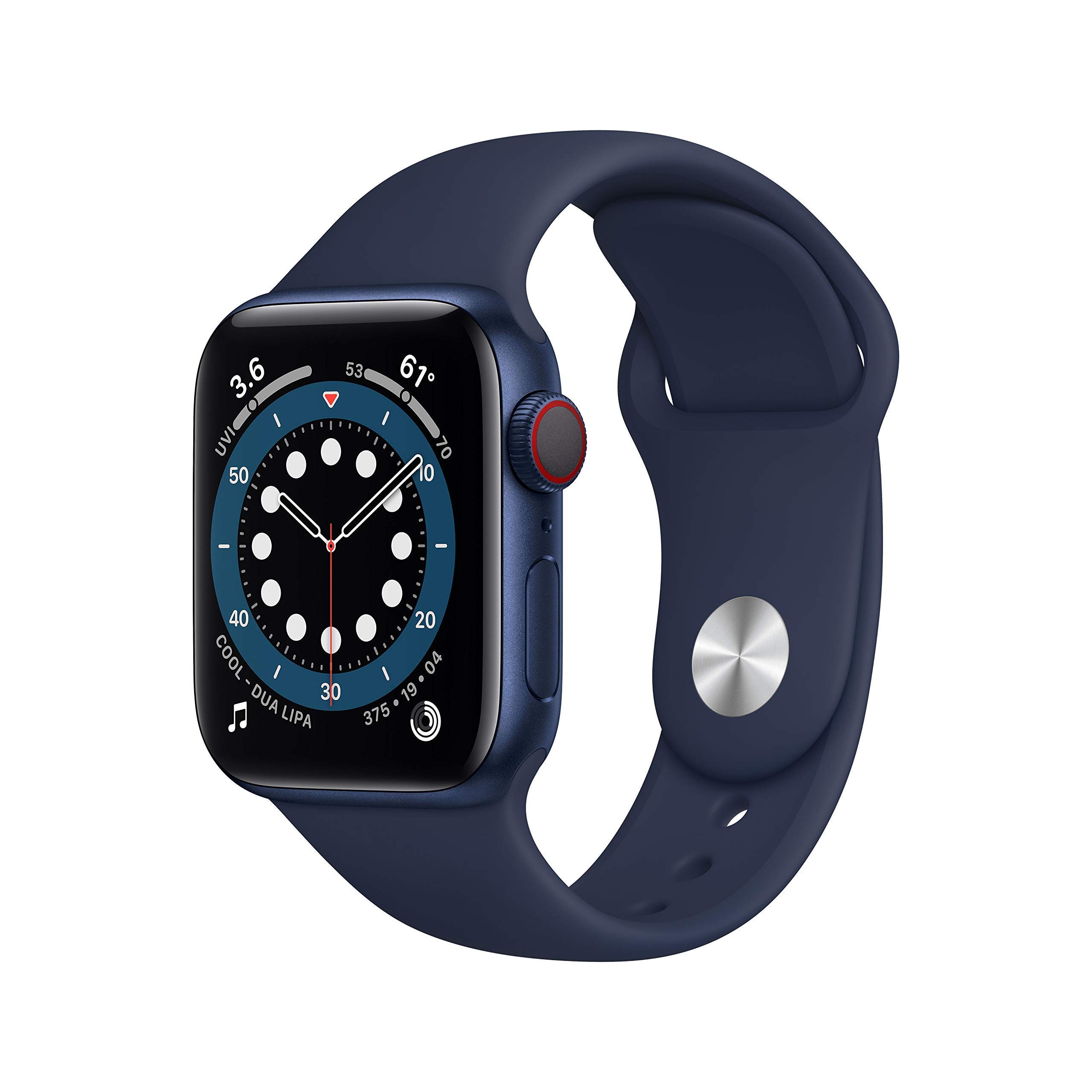 Apple Watch Series 6 (GPS + Cellular, 40MM) Blue Aluminium Case with Navy Blue Sport Strap (Refurbished) - Image 1