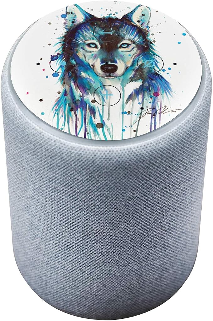 Head Case Designs sous Licence Officielle Pixie Cold Loup De Glace Animaux Vinyle Autocollant Peau Compatible avec Amazon Echo Plus (2nd Gen) - Peau Uniquement Echo Plus (2nd Gen) n'est Pas Inclus - Image 1