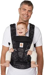 Ergobaby Omni Breeze, Onyx Blooms Breathable Mesh Baby Carrier with Enhanced Lumbar Support and Airflow (7-45 lbs) - Image 1