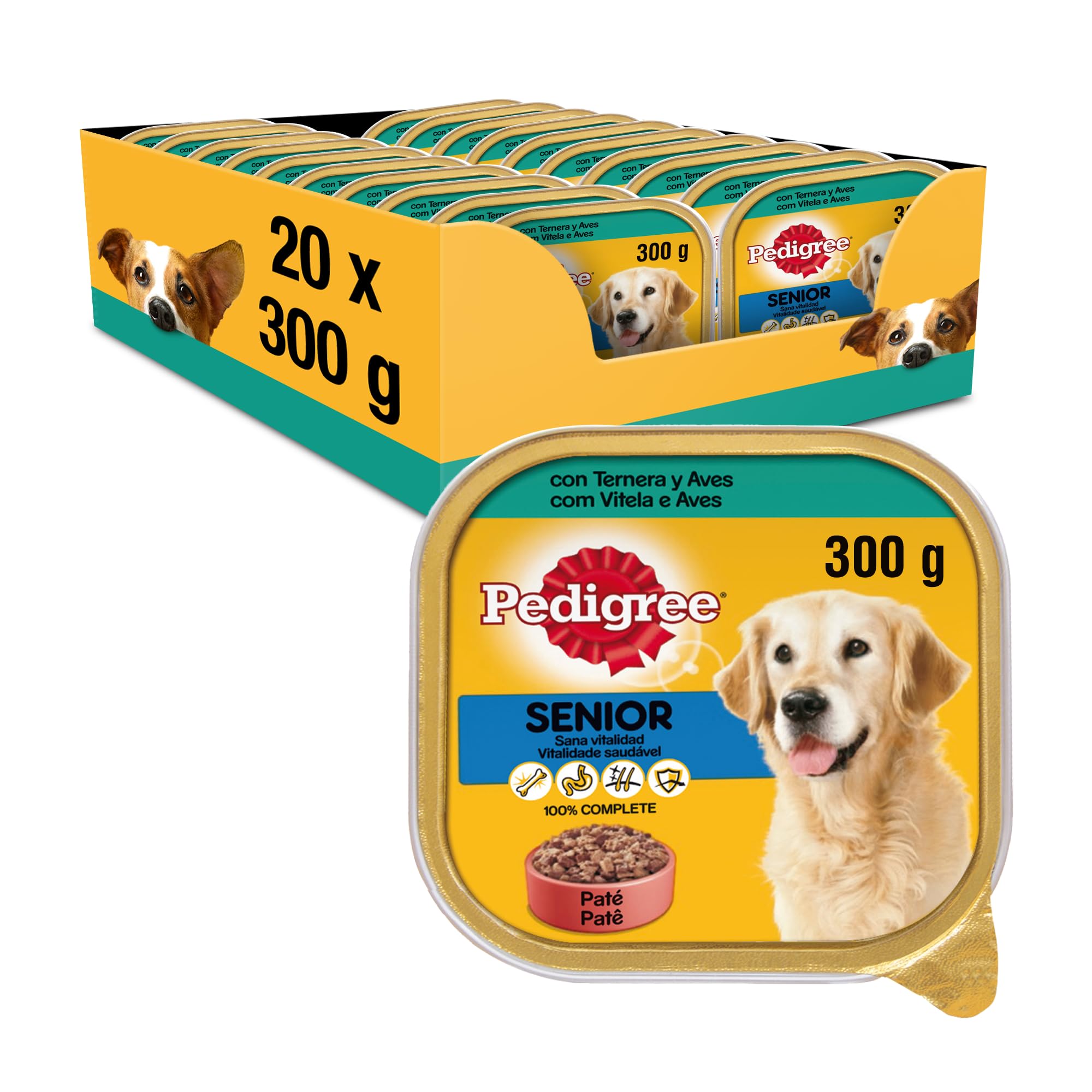 Pedigree Wet Food Tubes for Adult Dogs, Veal and Bird Flavour (Pack of 20 x 300g) - Image 1