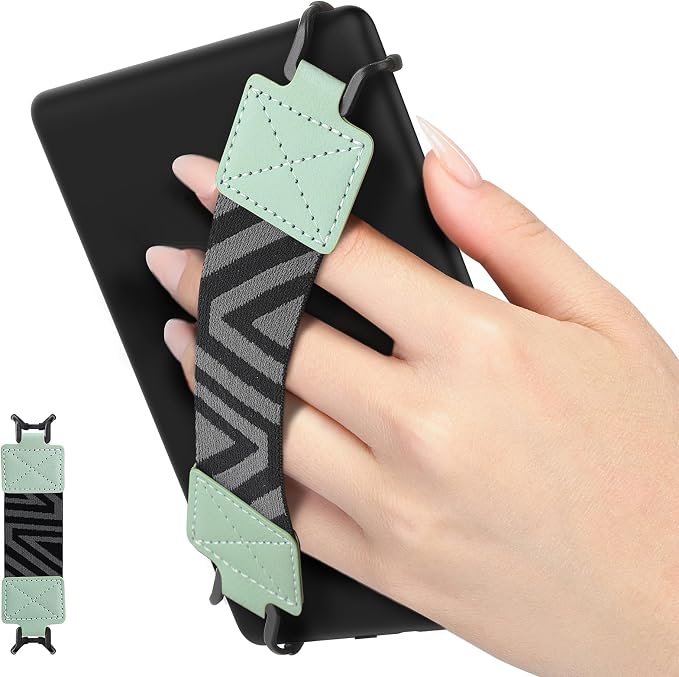 MoKo Security Wrist Strap for 6-8 inch Kindle eReaders Fire Tablet - Kobo/Voyaga/Sony Kindle E-Book Tablet, High Elastic Strap Versatile Lightweight Non-Slip Stand, Green Mint - Image 1