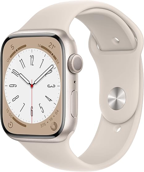 2022 Apple Watch Series 8 GPS, Boîtier en aluminium Lumière stellaire de 45 mm, Bracelet Sport Lumière stellaire - Regular - Image 1