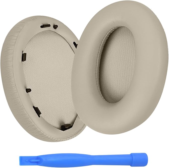 Replacement Ear Pads for Sony WH-1000XM3 Noise Cancelling Headphones by MMOBIEL - Memory Foam and Protein PU Cushion Headphone - Replacement Ear Pads - Silver - Image 1