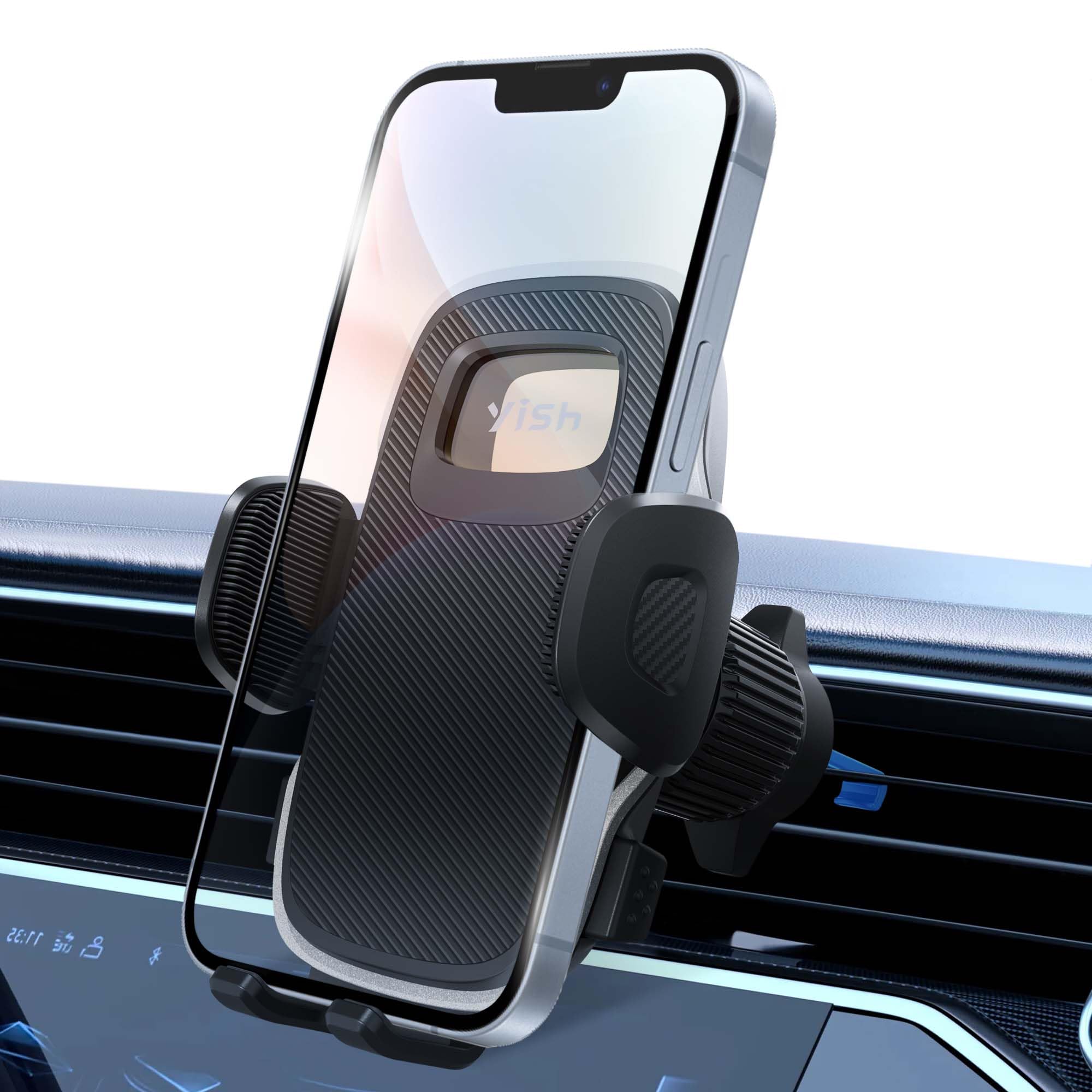 YISH Car Phone Holder: 360° Rotation Car Phone Holder, [Upgraded Clip] Mobile Phone Stands for Car with iPhone, Samsung, Google, Sony etc. (Black) - Image 1