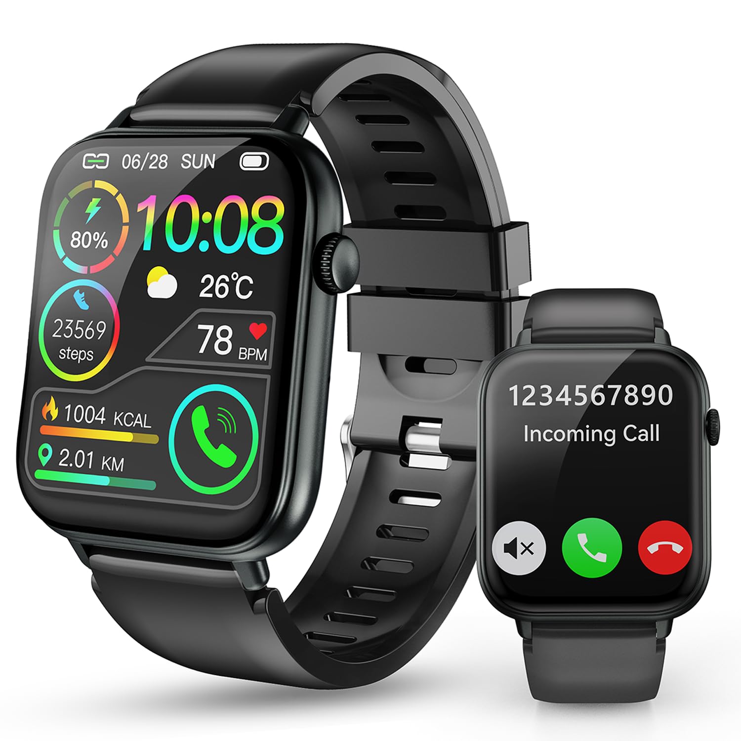 Montre Connectée Homme Femme, 1.85" HD Smartwatch avec 113+ Modes Sportifs, IP68 Montre Intelligente avec Podometre/Cardiofrequencemetre/Sommeil, Bracelet Montre Intelligente pour Android iOS - Image 1
