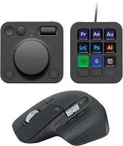 Logitech MX Master 3S and Creative Console: Precision Mouse, Programmable Keys, Adjustment Wheel, for Graphic Design, Video Editing, Adobe, Zoom - Graphite - Image 1