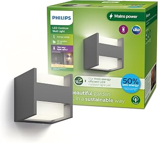 Philips Arbor UltraEfficient, Applique murale extérieure haut/bas 3,8 W, 2700 K, antracite, IP44 résistante aux intempéries - Image 1