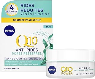 NIVEA Q10 Power Soin de jour Anti-Rides +Resserre les pores FPS 15 (1 x 50 ml), crème anti-âge enrichie en Q10 & créatine, soin visage femme pour peaux mixtes à grasses - Image 1
