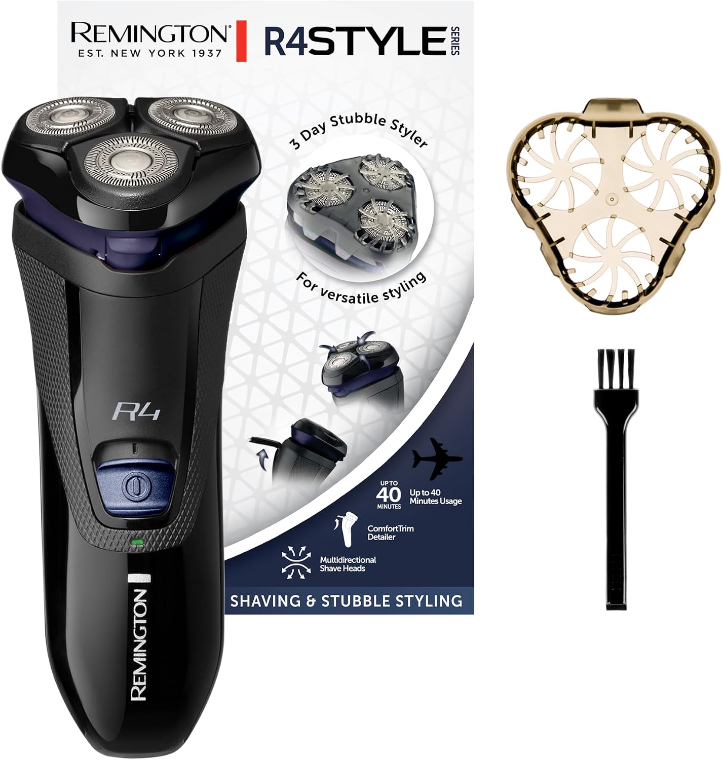 Remington R4002 Electric Shaver [Wet and Dry Shave] R4 (Cordless Use, 360° Rotating Heads, Precision Retractable Comforttrim + 3 Day Beard Trimmer Guide, Ergonomic) Trimmer - Image 1