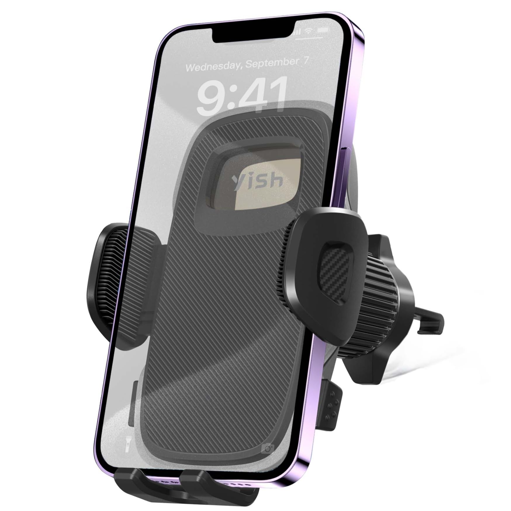 YISH Car Phone Holder 360° Rotation [Upgraded Clip] Mobile Phone Holders for iPhone, Samsung, Google, Sony - Image 1