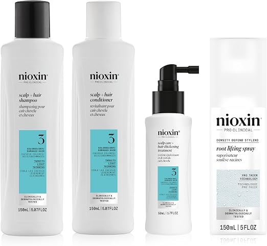 Nioxin - SYSTEM 3 Care Kit - Shampoo & Conditioner (150 ml), Leave-In Care (50 ml) + Root Volumizing Spray (150 ml) - Image 1