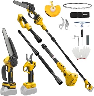 Mini Tronconneuse avec Perche 8 Pouces & Secateur Electrique Telescopique 28 mm pour Dewalt 18 V, 20 V Batterie, 4 en 1 Élagueuse sur Perche, Portée Maximale 4,5 m - Image 1