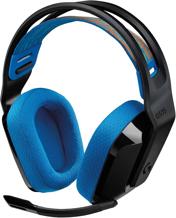 Logitech G G535 Lightspeed Wireless Gaming Headset - Lightweight Over-Ear Headset, Micro Flip-up Sound Disable Function, 33 Hours of Battery Life, PS5, PS4, PC, USB-C Rechargeable - Black/Blue - Image 1