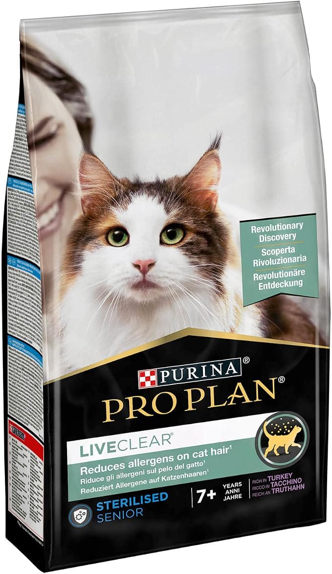 PURINA PRO PLAN LiveClear Sterilised Senior 7+ Turkey | 1.4 kg | Tasty Whole Food | Can Contribute to Support a Healthy Immune System | With Turkey - Image 1