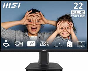 MSI Pro MP225V 21'' Full HD Desktop Monitor - VA Panel 1920 x 1080, 100Hz, Eye-Friendly, Tilt Adjustable - HDMI, VGA - Image 1