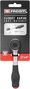 FACOM - 1/4'' Ratchet Wrench with Quick Acting Helical Handle - R.360PB - Rotating Handle Jack - Ergonomic Non-slip - 6° Increments of Final Tightening - Safety Lock - Image 1