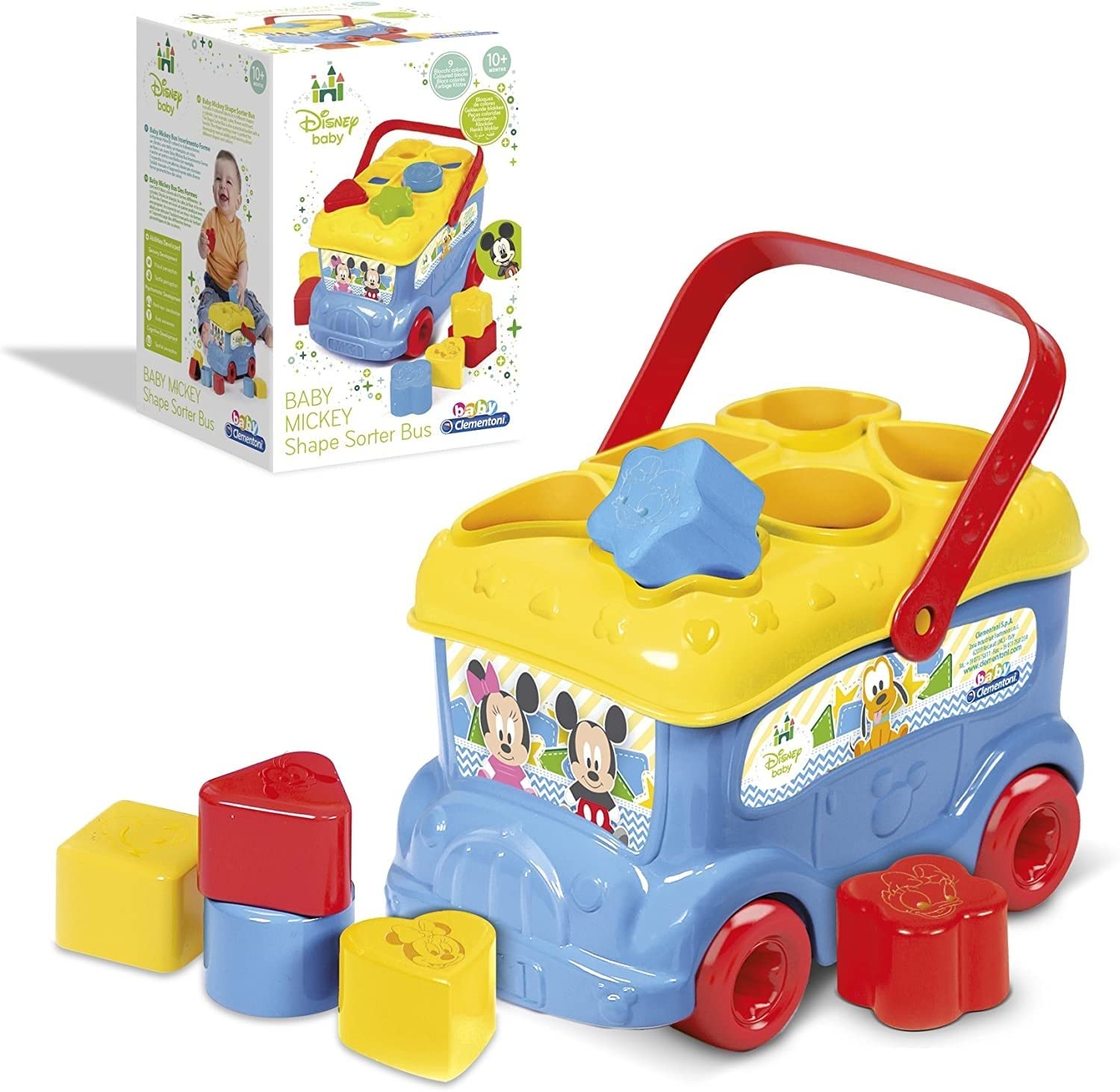 Clementoni - Mickey Mouse Shape Bus - for babies from 10 months - Disney - First age - Multicoloured - Image 1