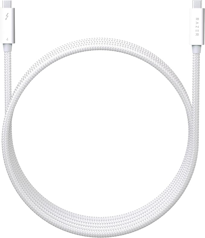 Câble Razer Thunderbolt 4 (2.0 Meter), Jusqu’à 40 gigabits par seconde, Résolutions allant jusqu’à 8K | Blanc - Image 1