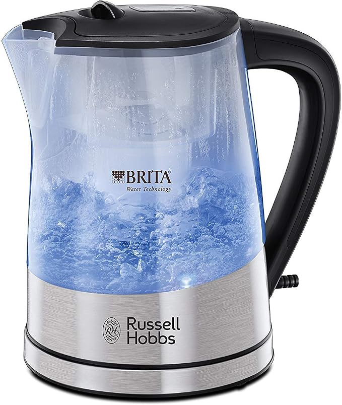 Russell Hobbs Purity Electric Kettle [Filter] (1.5L, 2200W, Brita Maxtra Filter Cartridge & Anti-Limescale + Change Indicator, Fast Boil, Perfect Flow, Blue Lighting) 22850-70 - Image 1