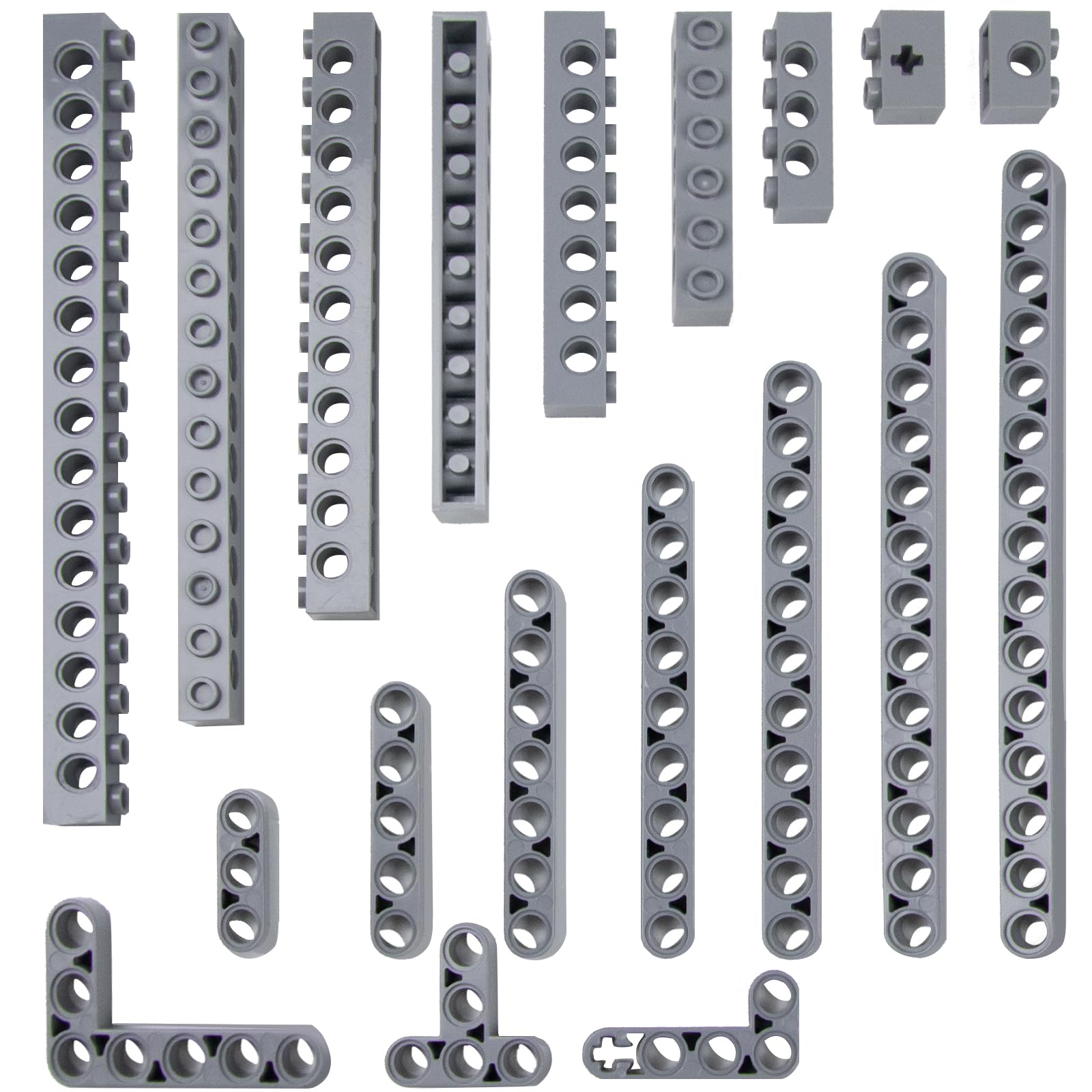 114 Pieces Construction Techniques Set - Hole Beams, Lifting Arms, L and T Beams Compatible LEGO - STEM Building Set for Kids and Adults (Grey) - Image 1