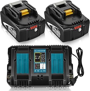 2 x Replacement for Makita Battery 18V 5.0Ah 2pcs BL1860 5.0Ah Replacement Battery for Battery (Black and White) - Image 1