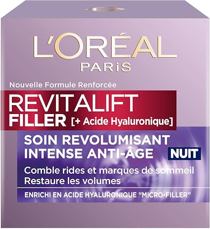 L'Oréal Paris - Revolumising Anti-Wrinkle & Volume Night Care - Moisturizing & Anti-Aging Cream - Hyaluronic Acid Concentrate - For Plumped Skin - All Skin Types - Revitalift Filler - 50 ml - Image 1