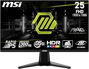 MSI MAG 255XF 24.5" FHD Gaming Monitor – Rapid IPS Panel 1920 x 1080, 300 Hz / 0.5 ms, 120% sRGB, Borderless Design, HDR Ready, DisplayPort 1.4, HDMI 2.0b (FHD at 240 Hz) - Image 1