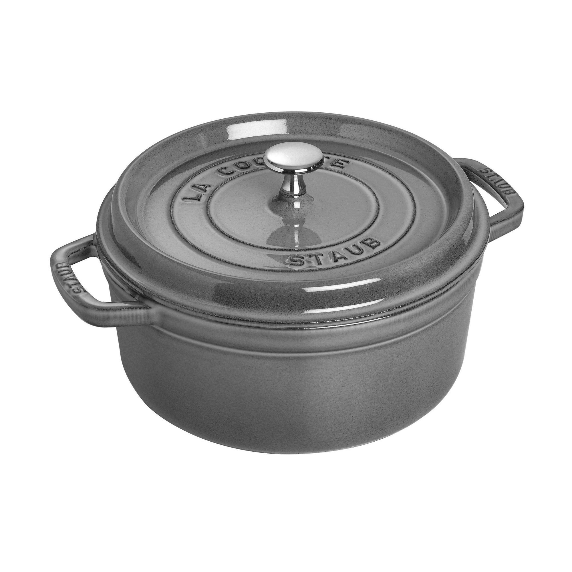 STAUB Cast Iron Casserole Dish Round 24 cm, 3.7 L, Graphite Grey - Image 1