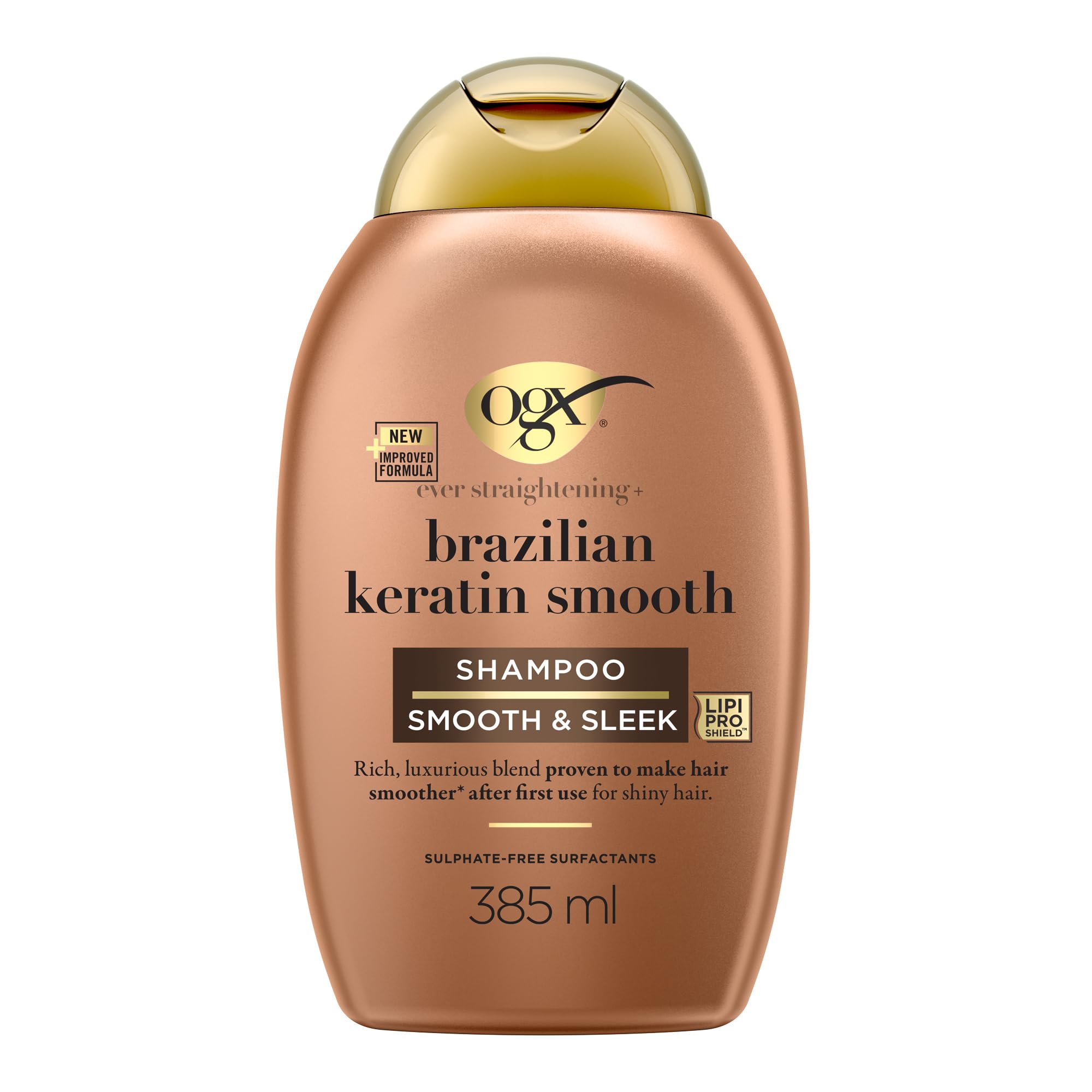 OGX Brazilian Keratin Therapy Shampoo (385 ml Bottle) - Brazilian Keratin Smoothing Shampoo - Paraben & Sulfate Free Hair Care - Image 1
